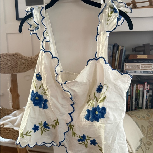 Maeve Tops - Maeve Top with Blue Floral Embroidery